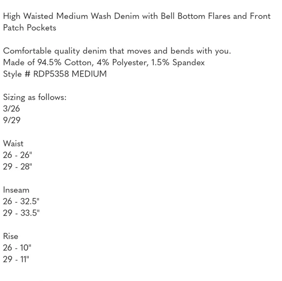 RISEN High Rise Front Patch Pocket Flare Leg Jeans - Size 27 NWT - Picture 5 of 5